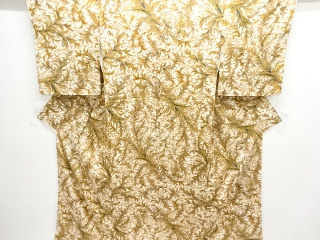 JAPANESE KIMONO / ANTIQUE KIMONO / TAISHO ROMAN STYLE / KINSHA / LEAVES